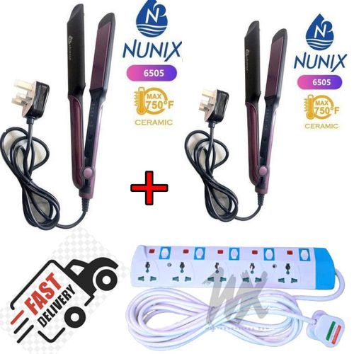 Nunix 2*Professional Women Hair Straightener Flat Iron Styler +5Way Extension.