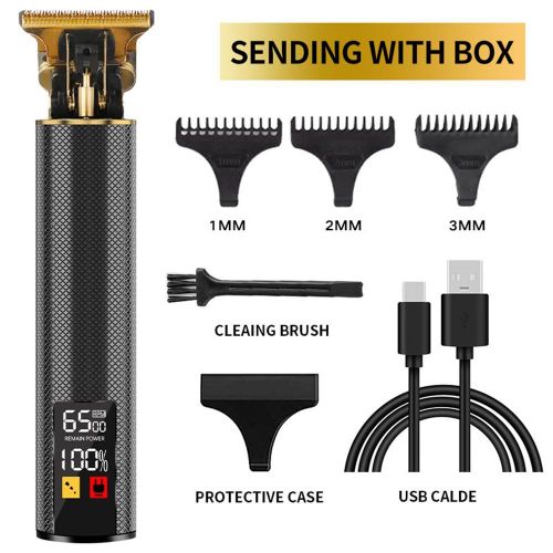 Hair Clippers for Men Cordless Professional Beard Trimmers with LCD Display Black