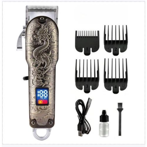 TOUPHY Dragon-Engraved Professional Hair Clipper Set, Wireless Hair Trimmer with LED Display and Multiple Guards