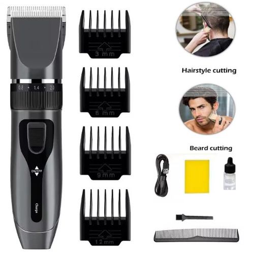 Professional Rechargeable Hair Clipper/Hair Trimmer/Shaver Set,Portable Shaving Trimmer Machine - Gray