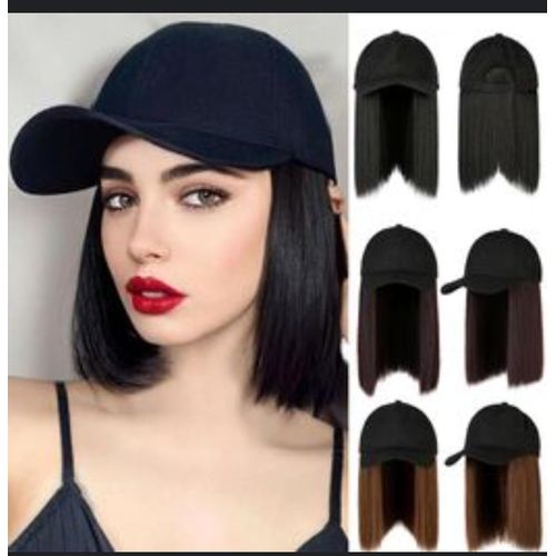 Short Straight Hair Wig With Cap Women's Baseball Cap Wigs High Temperature Silk Wig Naturallooking Wig Cap With Adjustable Cap Circumference