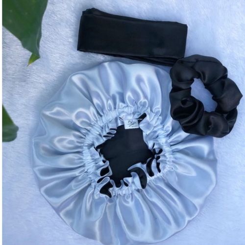 Sati Reversible Bonnet+Edge Scarf +Scrunchie Set