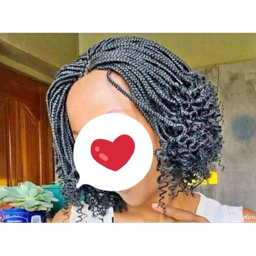 Short braided curly wig
