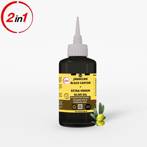 Mekis Jamaican Black Castor+Extra VirginOil-60ml,Growth,Strengthen&Reduce Hair Breakage,Heal Split Ends