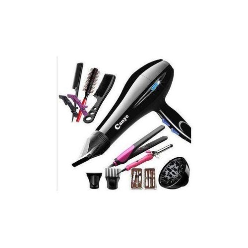 Canye Home And Salon Blow Dry Hair Dryer With Nails Accessories, Combs & Flat Iron - Full Set