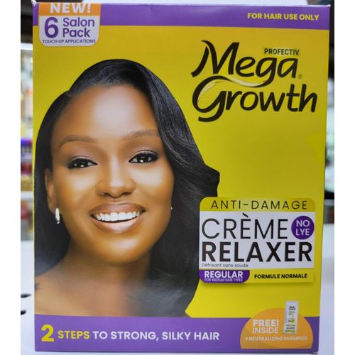 Mega Growth Anti-Damage No-Lye Relaxer, Regular 6 Touch-up-salon Pack.