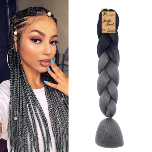 Ombré Braids KE B35 Ombre Braid Dark grey Ombre Braiding Hair Charcoal gray Jumbo Braid