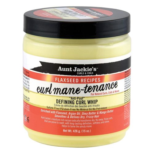 Aunt Jackie'S Flaxseed Recipes Curl Mane-tenance, Lightwieght Anti-Poof Defining Curl Whip, Enriched with Flaxseed, Argan Oil and Shea Butter, Great for Dry and Frizzy Hair
