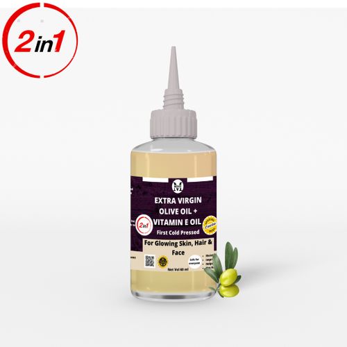 Mekis Extra Virgin Olive&Vitamin E Oil - 60ml,Stimulate Collagen Production,For Glowing&Healthy Skin&Face