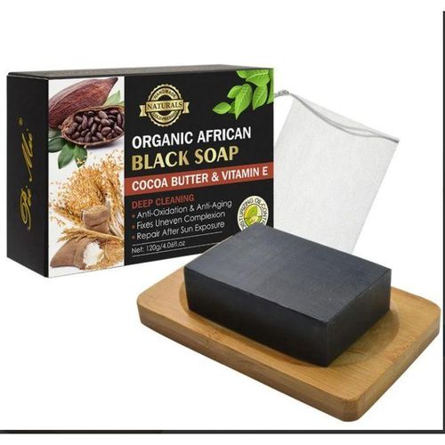 Organic African Black Soap With Cocoa Butter & Vitamin E