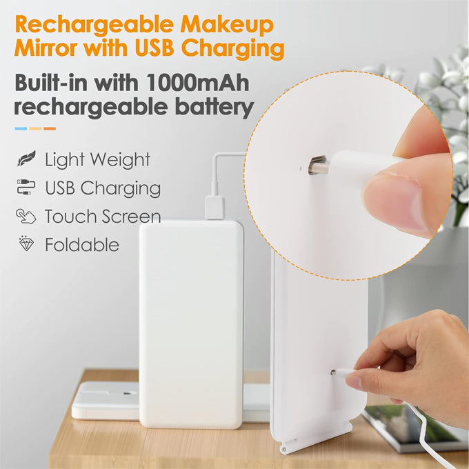 Lighted Makeup Mirror Travel Mirror Compact Slim LED Vanity Mirror with Lights