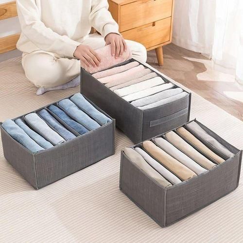 7-Grid Thickened Clothes Organizer β Foldable Wardrobe Storage Box for Jeans, Pants & Closet Organization