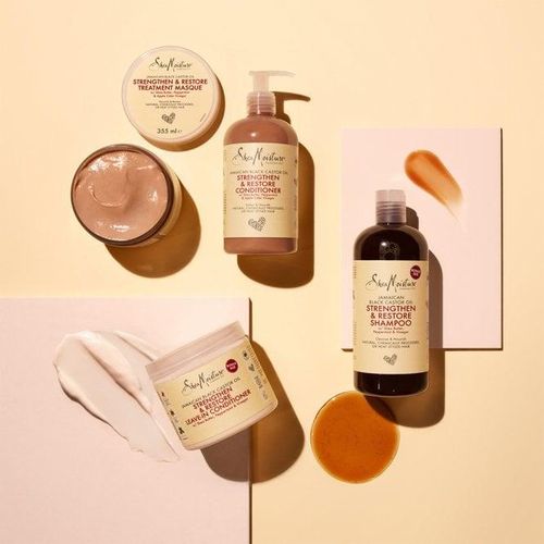 Shea Moisture Jamaican Black Castor Oil Hair Care Set:Shampoo, Conditioner and Leave-In Treatment For Healthy Hair Growth and Restoration + Free Silicon Scalp Brush.