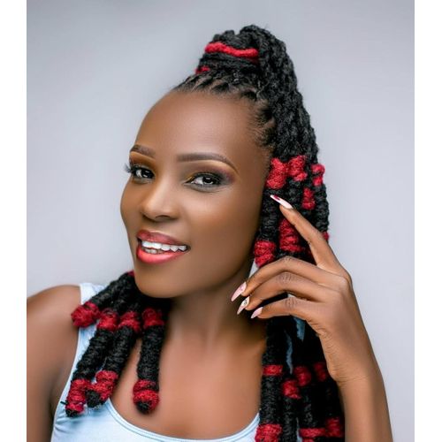 All natural Artificial dreadlocks Black and maroon