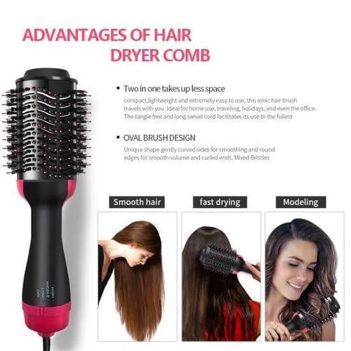 Buy now 2 In 1 Hair Dryer Brush And Hair Curler Hot Comb Hair Blower Electric Hot Air Brush Blow Dry and Curler Combo With 3 Heat Setting