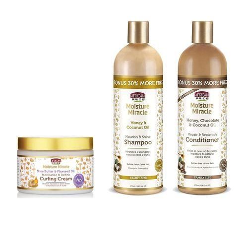 AFRICAN PRIDE Moisture Miracle Conditioner, Shampoo & Curling Cream