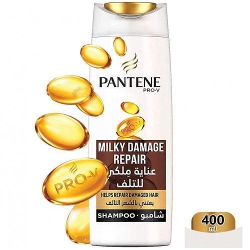 Pantene Pro-V Milky Damage Repair Shampoo Enriched with Milky Lotion to Lock Moisture to help Repair, Heal Damage and Manage Split Ends-400ml.