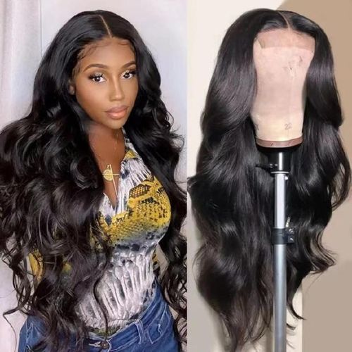 FBK WOMEN LONG CURLY HAIR BLACK BODY WAVE SYNTHETIC WIGS FOR LADIES GIFT