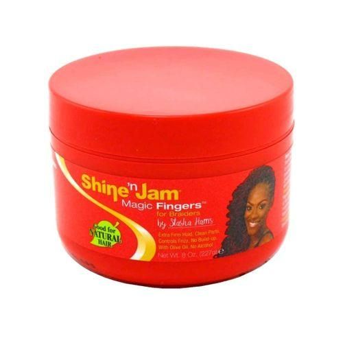 Ampro Shine-n-Jam Magic Fingers Gel for Braids - Provides Firm Hold with Non-Greasy Shine - Strengthens Hair with Silk Proteins - Works on Any Hair Texture to Create Multiple Styles