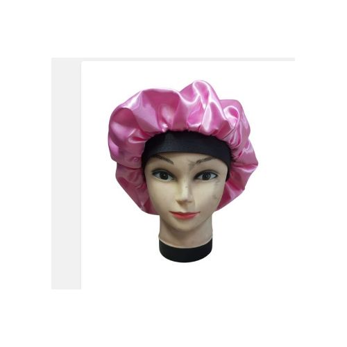 Satina Satin Pink Headscarf Hat Sleeping Bonnet Curly Hair Wrap Silk Cap Fashion Wide Soft Elastic Springy Band Head Scarf Headwear Pure Color Night Sleep Hat Sleeping Bonet Nightcap Head Cover