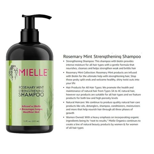 Mielle Organics Rosemary Mint Strengthening Shampoo Plus Free Silicon Shampoo Brush.