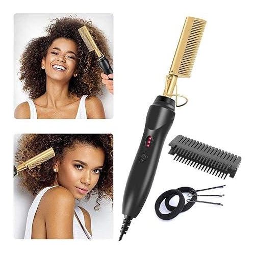 Professional Hot Comb Hair Straightener - Electric Straightening Comb For African American Hair And Wigs - Technology Hair Straightener For Wet And Dry Hair