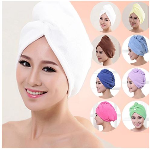 Microfiber Bath Hair Towel/ Soft Towel Shower Cap Hat/ Turban Head Wrap -