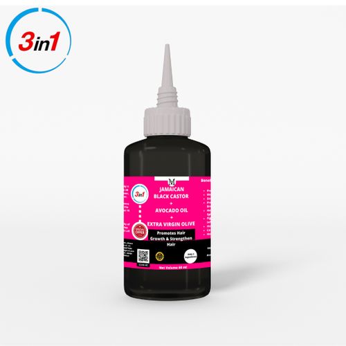 Mekis Jamaican Castor+Avocado Oil+Extra Virgin OliveOil -60ml,Promote Hair Growth,,Prevent Hair Breakage,