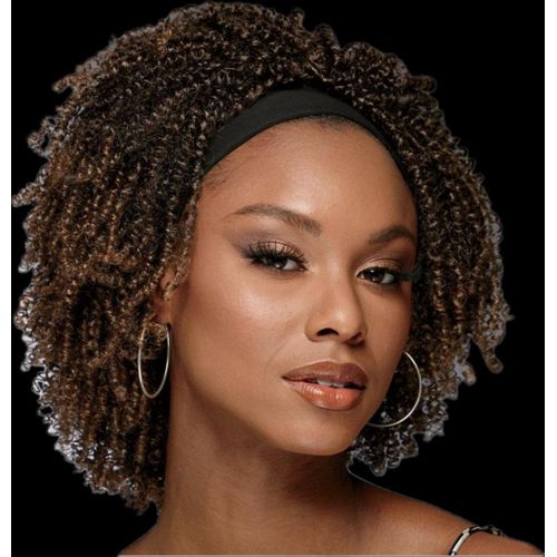 Brown Curly Headband Wig