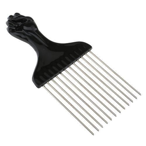 Fist Afro Metal Comb Wide Toothed Comb, Black