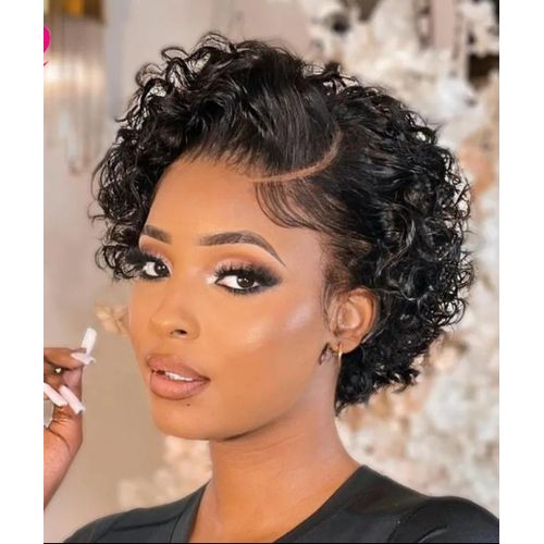 4 by4 curly human hair pixie wig