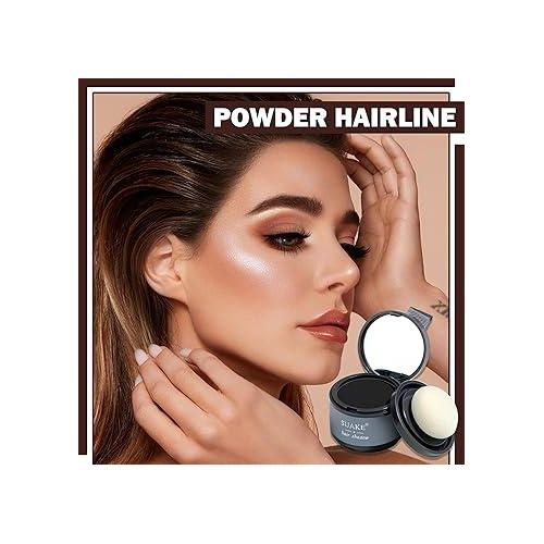 4 Pcs Black Hair Shadow Powder With Puff Touch, Instantly Natural Magical Hairline Powder, Hair Root Dye, Hair Root Concealer For Thinning Hair, Beautify Forehead Curves Black