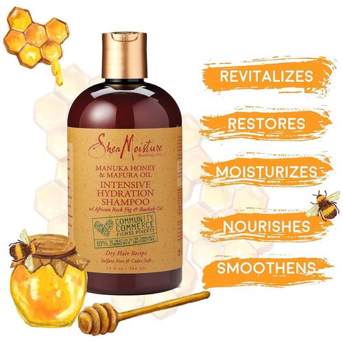 Shea Moisture Intensive Hydration Shampoo for Dry, Damaged Hair Manuka Honey and Mafura Oil Sulfate-Free 13 oz.