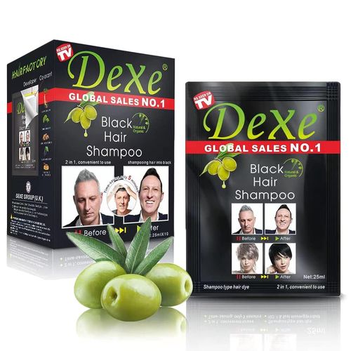 Dexe 10 PCS Dexe Black Hair Shampoo Instant Hair Dye For Men & Women-Black Color