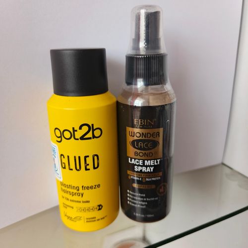 Ebin new york Wonder Lace bond Lace melting spray + FREE Got2be hair spray
