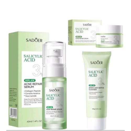SADOER 3 in 1 Cleanser, face serum and Cream with 3%salicylic acid