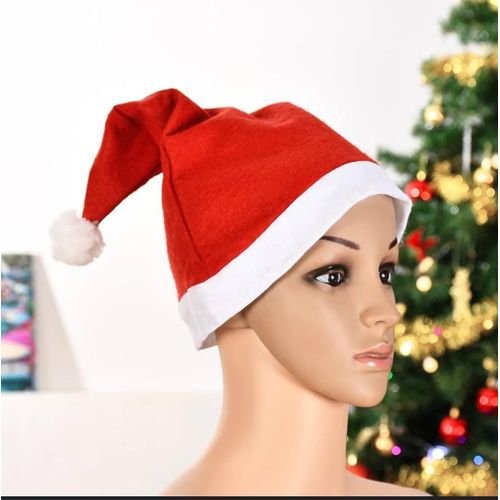 Classic Red and White Felt Santa Claus Christmas Hats/Caps for Adults and Kids, Festive Holiday Party Costume Headwear
