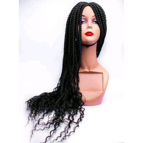 Wigs By Vivian Long Pure Black Braided Wig