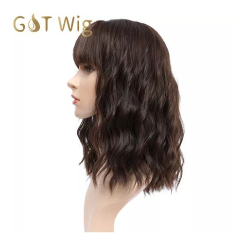 Curly Bob Wig Brown + Free Wig Cap Inside