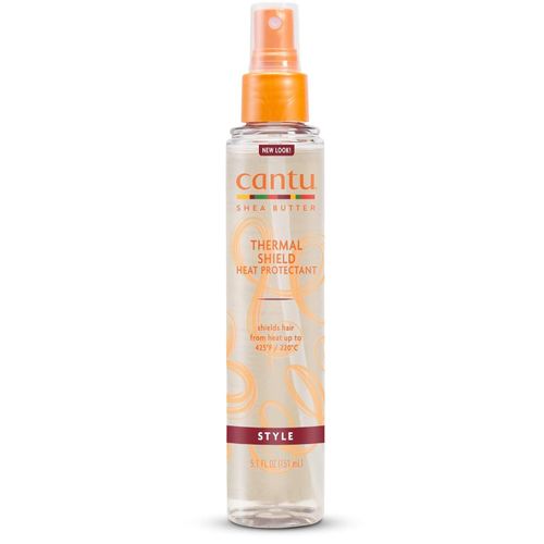 Cantu Thermal Shield Heat Protectant with Shea Butter moisture barrier helps protect hair from damage caused by heated styling tools up to 425°F / 220°C