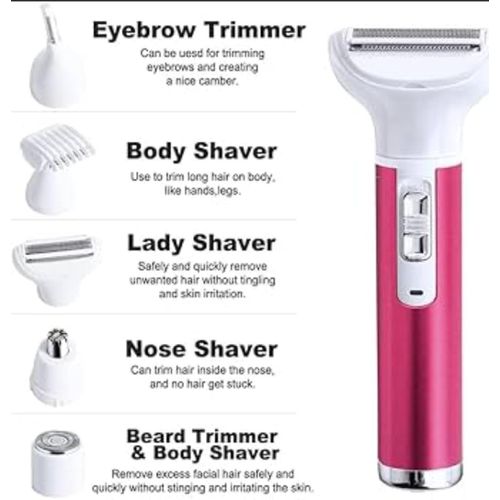 5 in 1 Shaver / Trimmer for Hair, Beard, Eyebrows, Nose & Body – Rechargeable Grooming Kit for Men with Precision Blades and Long Battery Life