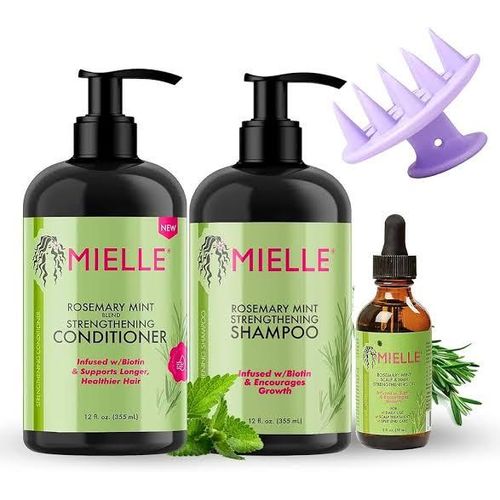 Mielle Organics Mielle Rosemary Mint Collection Shampoo Conditioner Oil Set for Stronger and Healthier Hair Growth