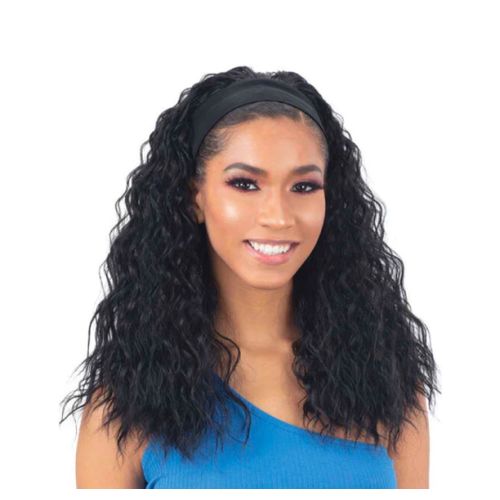 18" Curly Black Headband Wig +Free Gift Inside!