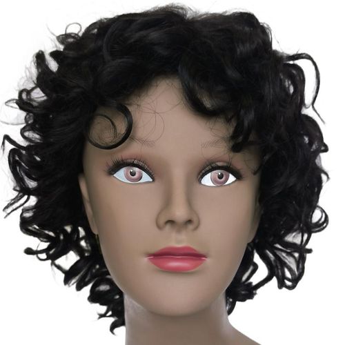 Fashion Idol Pixie Cut Afro Curl Wig STYLE ICON Human Nature Hair Wig Color 1B LOVELY Made-Machine Wig Human Nature Hair Wig For Women