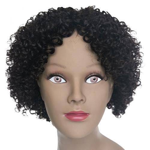 Fashion Idol Human STYLE ICON Nature Afro Curl Bob Wig Natural Brown Wig LOCKE Made-Machine Wig Human Nature Hair Wig For Women