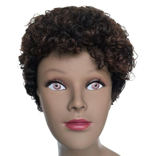 Fashion Idol Human STYLE ICON Nature Pixied Cut Curl Wig SONA Black Brown Color DYP1B/33 Afro Curl Made-Machine Wig Human Nature Hair Wig For Women