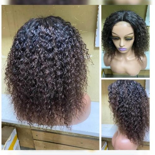 Fashion Classic Closure Curly Semi Human Wig