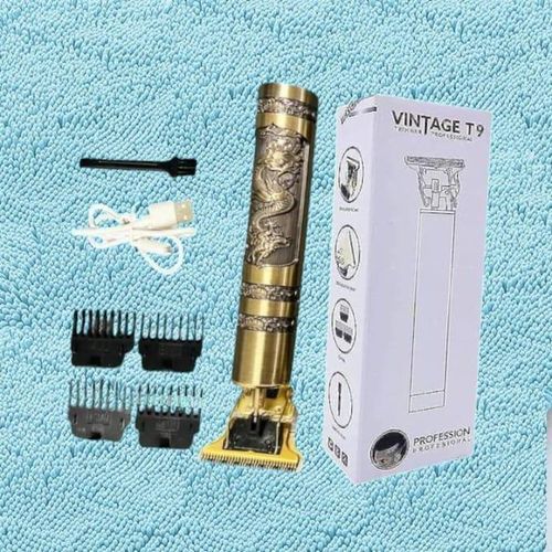 Vintage T9 Rechargeable Metal Professional Beard &Hair Clipper Trimmer/shaver - Gold