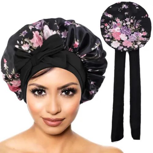 3pcs Satin Headscarf Hat Sleeping Bonnet Curly Hair Wrap Silk Cap Wide Soft Elastic Springy Band Head Scarf Headwear Pure Color Night Sleep Hat Nightcap Head Cover