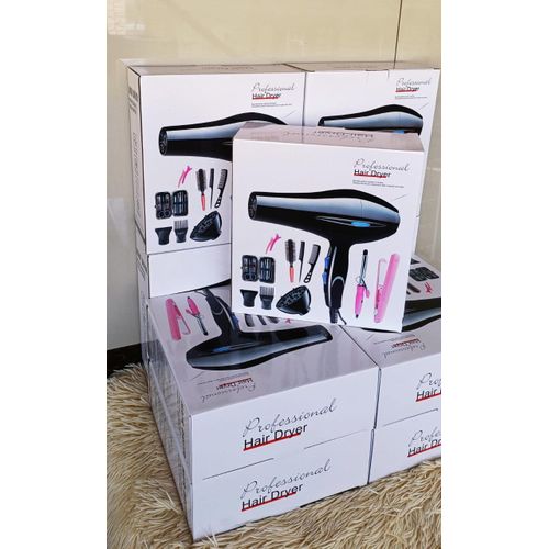 220V 1200W Professional Hair Dryer with 12Pcs Accessories Strong Power Salon Blow Dryer Hot and Cold Air 2 Speed Styling Tools for Home and Barber Use